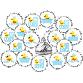 324 Blue Duck, Rubber Ducky Theme Baby Shower Favors Stickers for Baby Shower Or Baby Sprinkle Party Decorations, Baby Shower Kisses Stickers, Baby Shower Blue Favors, Birthday Ducky Kisses Stickers
