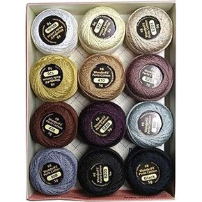 Wonderfil Eleganza #8 Perle Cotton Embroidery Thread Sampler Collection, Neutrals"