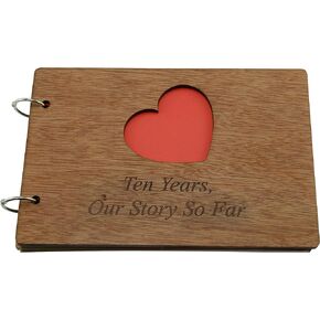 Pirantin 10 Years Our Story So Far - A5 Scrapbook, Photo Album or Notebook with Varnished Wood Front and Back Covers