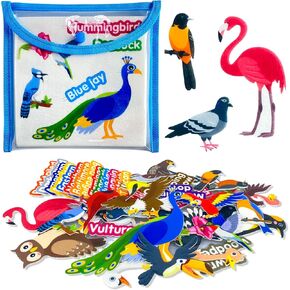 قطع الطيور الشائعة لتعلم اللباد، للوحة الفانيلا اللباد، 23 طائرًا شائعًا مع كلمات، لرياض الأطفال، ومرحلة ما قبل المدرسة، والأطفال الصغار، وهدايا للأطفال in Kuwait