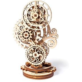 Ugears Steampunk Clock 3D Wooden Puzzle - Wooden Clock Mechanical Model Construction Set - DIY Model Kits for Adults - Ideal Christmas and New Year Gift - Gorgeous Home Décor