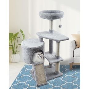 MIAO PAW 11Pink Cute Cat Tree Tower for Indoor Cats - Condo with Sisal Scratching Posts，Jump Platform Cat Furniture Activity Center Play House Bed