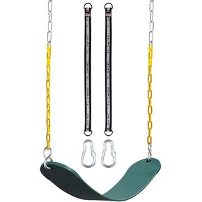 DECORLIFE Swing Seat for Swing Set, with Tree Swing Straps, Support 330lb, Swing Seat Replacement Kits with Coated Chains for Kids, Swing Sets Backyard Accessories with Snap Hooks, Green in Kuwait
