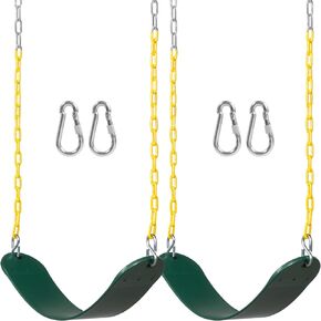 DECORLIFE 2-Pack Swing Seat for Swing Set, Support 330lb, Swings Replacement Kits with Coated Chains for Kids, Swing Set Accessories with Snap Hooks for Backyard Playground, Green