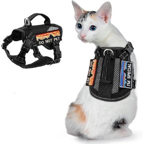 Large Tactical Cat Harness, Breathable Mesh Cat Walking Harness for Adult Fat Cats with Handle & Velcro, Adjustable Reflective Cat Vest Easy to Control