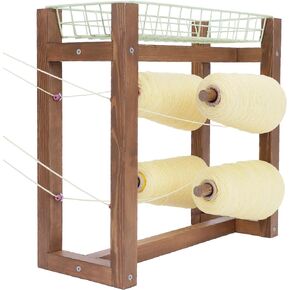 Yarn Glide - موزع وحامل خيوط متعددة الخيوط للحياكة والكروشيه والخياطة والمزيد | يستوعب ما يصل إلى 4 مخاريط | صينية فولاذية لتخزين الأدوات والخشب | حامل الخيط للحياكة