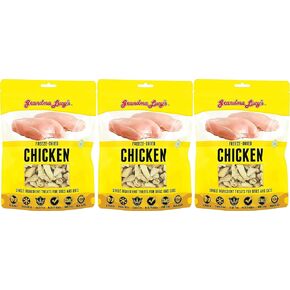 Grandma Lucy's 3 Pack of Freeze-Dried Chicken Single-Ingredient Treats for Dogs and Cats, 4 Ounces Each, Made in The USA