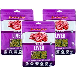 Grandma Lucys 3 Pack of Freeze Dried Liver Singles Pet Treats, 2.5 Ounces each