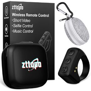TikTok Scrolling Ring, TIK Tok Bluetooth Remote Control, Kindle APP Page Turner with Carrying Case, Camera Photo Clicker for iPhone, iPad, iOS, Android-White