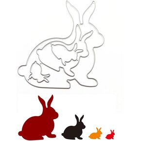 Rabbit Cutting Dies Easter Bunny Metal Craft Dies Embossing Stencil Template for DIY Scrapbooking Card Making Paper Card Album Decoration