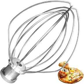 [Upgrade] K5AWW Replacement Whole Stainless Steel Wire Whip for 5 Quart Lift Bowl 6-Wire Whip Kitchenaid mixer Attachment,Whole Body Food Grade Stainless Steel, Healthier, Rust free, More Durablee