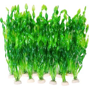 Ameliade 12 Piece Seaweed Decorations Fish Tank Decor Aquarium Artificial 12 Inch Tall Plastic Plants, Large Aquarium Decorations Goldfish Betta Fish Tank Accessories