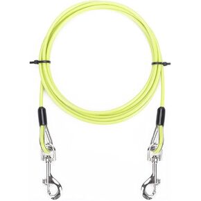 Dog Tie Out Cable for Dogs Pets - Heavy Duty Dog Tether Run Cable Leads for Yard Camping Outdoor for Small Medium Large All Dogs, Yellow Green 10ft