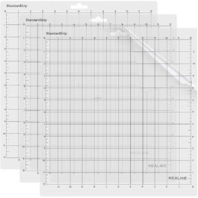 سجادة قطع بمقبض قياسي مقاس 12x12 من REALIKE من أجل Cricut Explore One/Air/Air 2/Maker(3 حصائر)، حصيرة قطع لاصقة غير قابلة للانزلاق للحرف اليدوية واللحف والخياطة وجميع الفنون in Kuwait