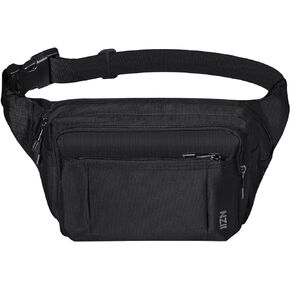 Fashion Fanny Pack for Men Women, Outdoor Waist Pack Bag with 5 Zipper Pockets, Bum Bag with Adjustable Belt for Shopping Traveling Hiking Running Cycling Workout Casual