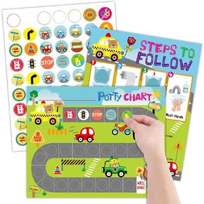SICOHOME Potty Training Chart for Toddlers Boys - 10pcs+8pcs Potty Stickers for Potty Training Sicker Chart for Girls Potty Chart for Toddler Boys Potty Sticker Chart for Toddles Potty Rewards - Truck