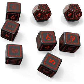 Free League Publishing: The One Ring: Black Dice Set - 8 Engraved Dice, Black with Red Numbers, Tabletop Roleplaying Game Accessory, Lord of The Rings