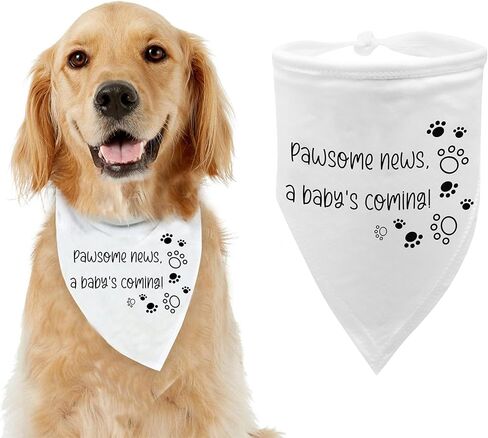 HOUNDNINE - باندانا إعلان الحمل للكلب - خمن ماذا؟ وشاح كاشف للأم الحامل - إكسسوارات للحيوانات الأليفة قابلة للغسل مصنوعة من القطن الناعم - تناسب الجراء الصغيرة إلى المتوسطة اللطيفة، مقاس - 28 × 11 in Kuwait