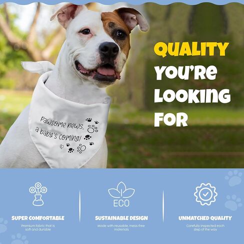 HOUNDNINE - باندانا إعلان الحمل للكلب - خمن ماذا؟ وشاح كاشف للأم الحامل - إكسسوارات للحيوانات الأليفة قابلة للغسل مصنوعة من القطن الناعم - تناسب الجراء الصغيرة إلى المتوسطة اللطيفة، مقاس - 28 × 11 in Kuwait