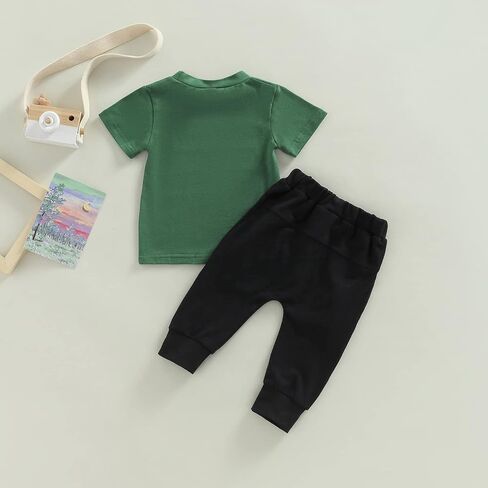 Toddler Baby Boy St. Patrick's Day Clothes Short Sleeve Letter Print T-Shirt Tops Casual Drawstring Pants Outfits in Kuwait