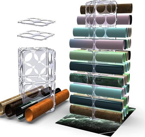 Vinyl Storage Rack Clear Vinyl Roll Storage Organizer Store Up to 40 Rolls for Craft Room, Wall Mount Available, 24 PCS in Saudi Arabia