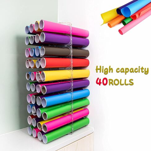 Vinyl Storage Rack Clear Vinyl Roll Storage Organizer Store Up to 40 Rolls for Craft Room, Wall Mount Available, 24 PCS in Saudi Arabia
