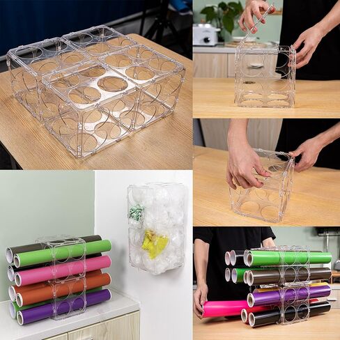 Vinyl Storage Rack Clear Vinyl Roll Storage Organizer Store Up to 40 Rolls for Craft Room, Wall Mount Available, 24 PCS in Saudi Arabia