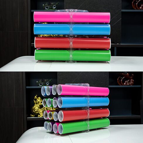 Vinyl Storage Rack Clear Vinyl Roll Storage Organizer Store Up to 40 Rolls for Craft Room, Wall Mount Available, 24 PCS in Saudi Arabia
