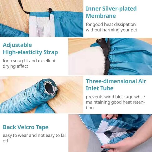 معطف مجفف شعر الكلاب من مانون روزا، بدون استخدام اليدين وقابل للطي وسريع الجفاف، أداة للعناية بالحيوانات الأليفة للكلاب والقطط الصغيرة والمتوسطة والكبيرة، تجفيف 360 درجة مع حقيبة تجفيف الشعر في الحمام (متوسط) in Kuwait