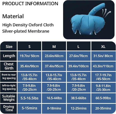 معطف مجفف شعر الكلاب من مانون روزا، بدون استخدام اليدين وقابل للطي وسريع الجفاف، أداة للعناية بالحيوانات الأليفة للكلاب والقطط الصغيرة والمتوسطة والكبيرة، تجفيف 360 درجة مع حقيبة تجفيف الشعر في الحمام (متوسط) in Kuwait