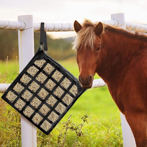 حقيبة تبن سريعة التحميل من بلوموك للخيول، تصميم تحميل جانبي بزاوية 45 درجة، شبكة تخزين شديدة التحمل مع قاعدة متينة للغاية للحصان/الحمار/الماعز لرحلات التخييم في المقطورات، سهلة الملء والتعليق in Kuwait