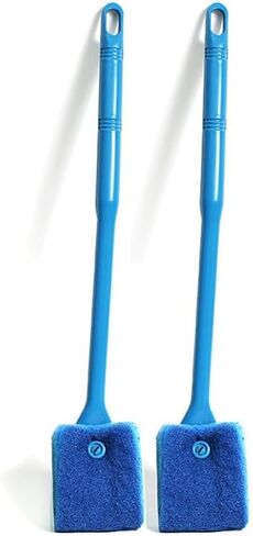 2 PCS Double-Sided Aquarium Fish Tank Algae Cleaning Brush with Non-Slip Handle, Sponge Scrubber Cleaner for Glass Aquariums and Home Kitchen in Saudi Arabia