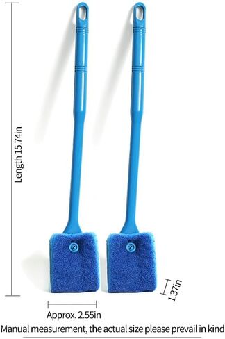 2 PCS Double-Sided Aquarium Fish Tank Algae Cleaning Brush with Non-Slip Handle, Sponge Scrubber Cleaner for Glass Aquariums and Home Kitchen in Saudi Arabia