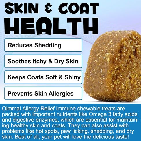 تخفيف حكة جلد الكلب، علاجات مضادة لحكة الكلاب، 150 قطعة تخفيف حساسية للكلاب، مضغ ناعم لتخفيف حكة الجلد، إنزيمات أوميغا 3، دعم مناعي محسّن والحساسية الموسمية (150 قطعة علاج مضادة لحكة الكلاب) in Kuwait