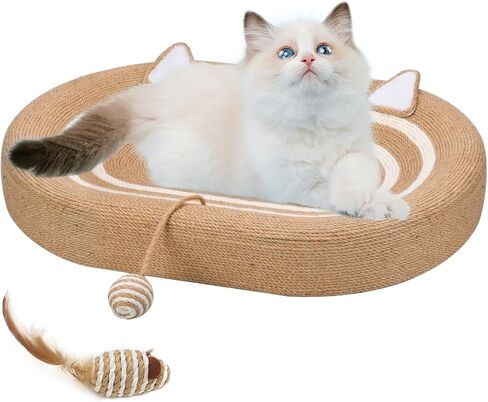 3 in 1 Cat Scratcher, Durable and Reusable Cat Scratching Board, Anti-Slip Cat Scratchers for Indoor Cats, Extra Large Cat Scratch Pad with Toy Balls, Cat Scratch for Playing and Resting in Kuwait