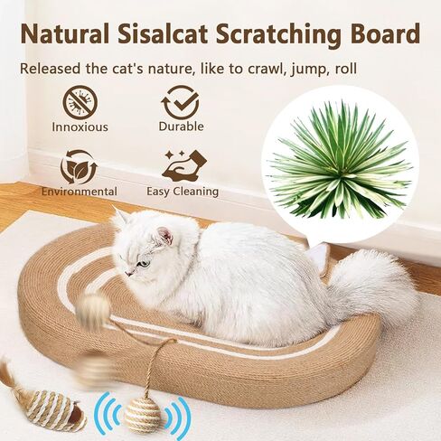 3 in 1 Cat Scratcher, Durable and Reusable Cat Scratching Board, Anti-Slip Cat Scratchers for Indoor Cats, Extra Large Cat Scratch Pad with Toy Balls, Cat Scratch for Playing and Resting in Kuwait