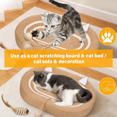 3 in 1 Cat Scratcher, Durable and Reusable Cat Scratching Board, Anti-Slip Cat Scratchers for Indoor Cats, Extra Large Cat Scratch Pad with Toy Balls, Cat Scratch for Playing and Resting in Kuwait