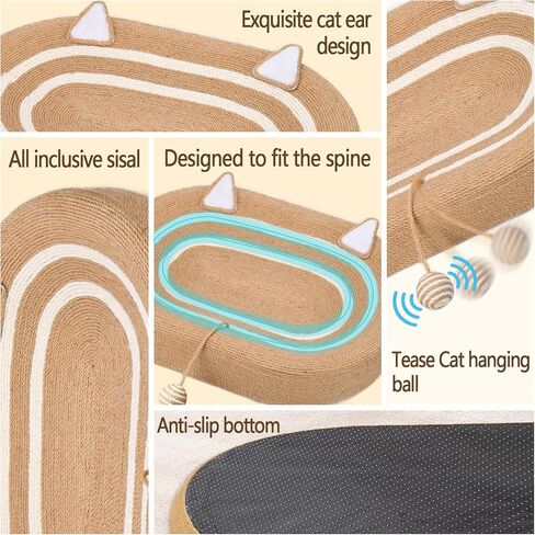 3 in 1 Cat Scratcher, Durable and Reusable Cat Scratching Board, Anti-Slip Cat Scratchers for Indoor Cats, Extra Large Cat Scratch Pad with Toy Balls, Cat Scratch for Playing and Resting in Kuwait