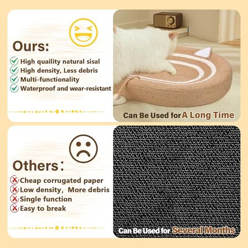 3 in 1 Cat Scratcher, Durable and Reusable Cat Scratching Board, Anti-Slip Cat Scratchers for Indoor Cats, Extra Large Cat Scratch Pad with Toy Balls, Cat Scratch for Playing and Resting in Kuwait