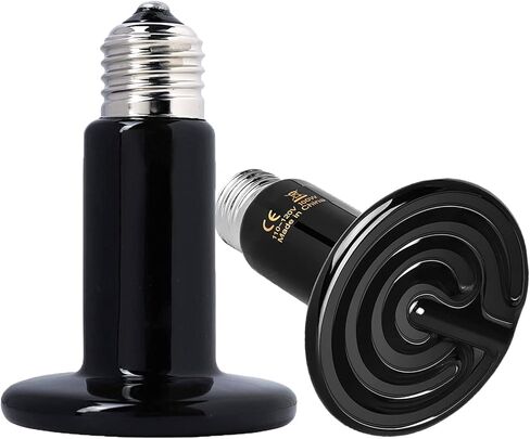 Woyrise 50W Ceramic Heat Emitter, Reptile Heat Lamp Bulbs, No Light Emitting Brooder Coop Heater for Amphibian Pet & Incubating Chicken, Black (2-Pack) in Kuwait