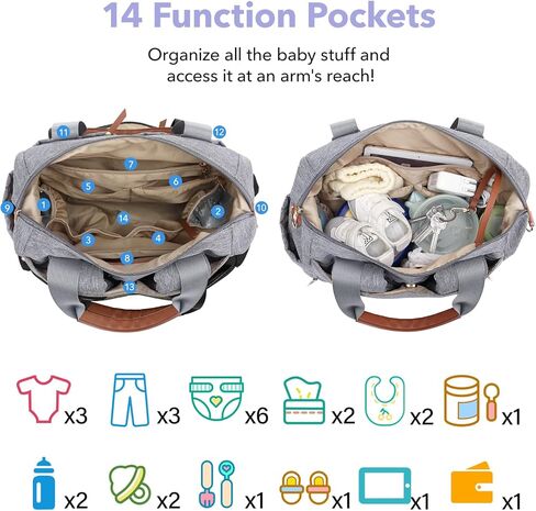 حقيبة حفاضات مع حقيبة لهاية ووسادة تغيير الحفاضات، حقيبة ظهر لحفاضات الأطفال بسعة كبيرة للسفر للنساء والأم والأب، هدايا للأم الجديدة للنساء in Kuwait