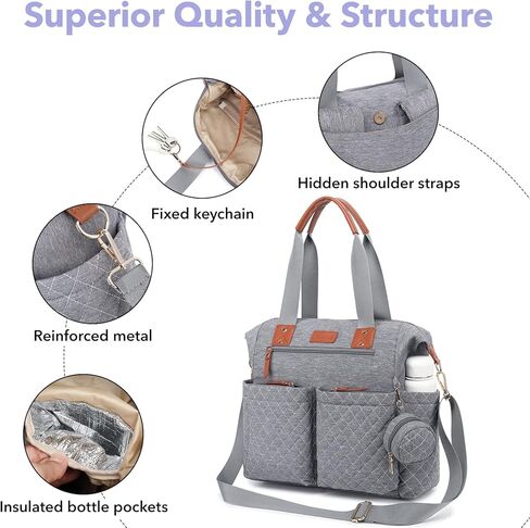 حقيبة حفاضات مع حقيبة لهاية ووسادة تغيير الحفاضات، حقيبة ظهر لحفاضات الأطفال بسعة كبيرة للسفر للنساء والأم والأب، هدايا للأم الجديدة للنساء in Kuwait