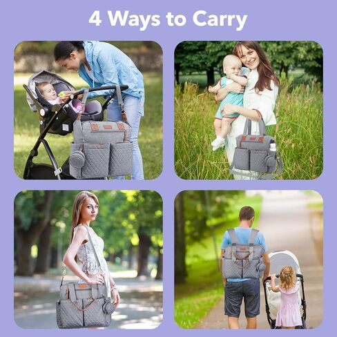 حقيبة حفاضات مع حقيبة لهاية ووسادة تغيير الحفاضات، حقيبة ظهر لحفاضات الأطفال بسعة كبيرة للسفر للنساء والأم والأب، هدايا للأم الجديدة للنساء in Kuwait