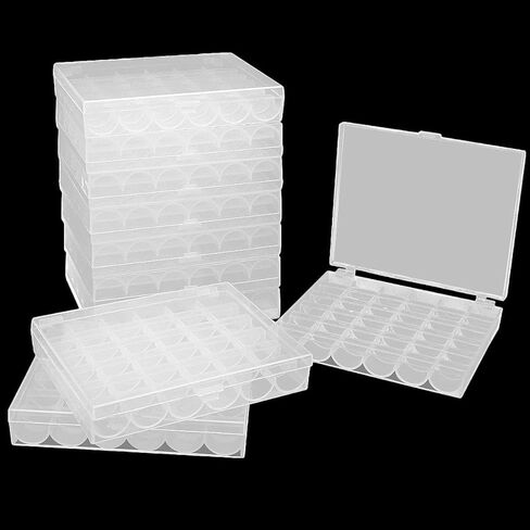 10 عبوات من منظم البكرات البلاستيكي الفارغ، حامل علبة البكرات 36 فتحة، صندوق تخزين منظم البكرات الشفاف، علبة بكرات البكرات لآلة الخياطة in Kuwait