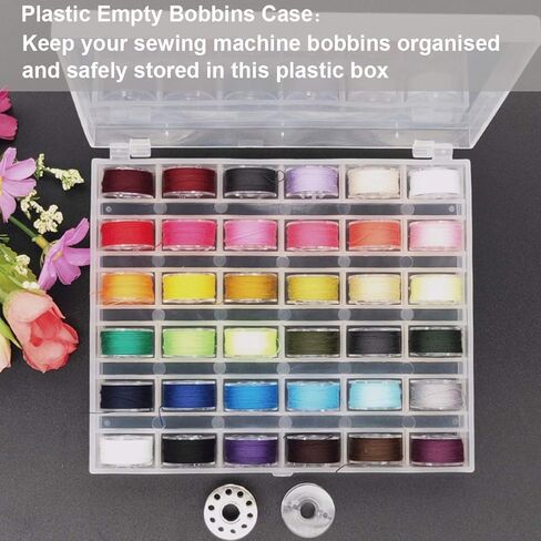 10 عبوات من منظم البكرات البلاستيكي الفارغ، حامل علبة البكرات 36 فتحة، صندوق تخزين منظم البكرات الشفاف، علبة بكرات البكرات لآلة الخياطة in Kuwait