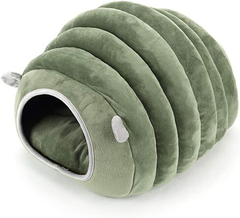 Missrir Small Animals Cave Beds, Hamster Hideout，Cozy House Bedding for Rats Hedgehog Sugar Glider, Caterpillar Shaped Small Pet House (Green) in Kuwait