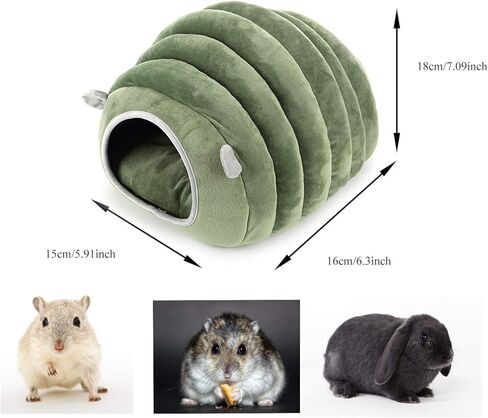 Missrir Small Animals Cave Beds, Hamster Hideout，Cozy House Bedding for Rats Hedgehog Sugar Glider, Caterpillar Shaped Small Pet House (Green) in Kuwait