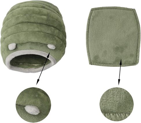 Missrir Small Animals Cave Beds, Hamster Hideout，Cozy House Bedding for Rats Hedgehog Sugar Glider, Caterpillar Shaped Small Pet House (Green) in Kuwait