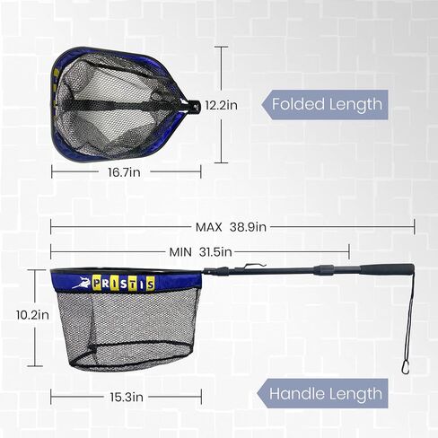 39''/1m Floating Fishing Net, Rubber Coated Landing net for Freshwater & Saltwater, Compact Foldable and Portable for Catch and Release, Nice Gift for Family in Saudi Arabia
