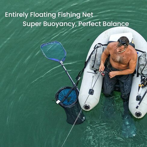 39''/1m Floating Fishing Net, Rubber Coated Landing net for Freshwater & Saltwater, Compact Foldable and Portable for Catch and Release, Nice Gift for Family in Saudi Arabia